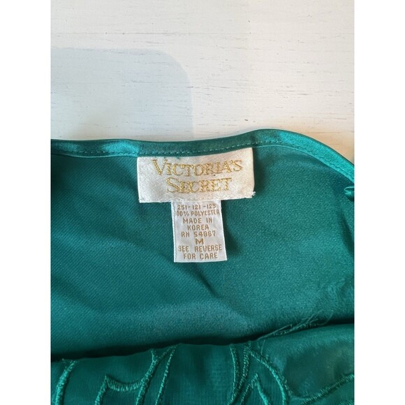 VTG VICTORIA'S SECRET Gold Label Emerald Green Chemise‎ M Slip Night Gown Dress - Picture 2 of 3